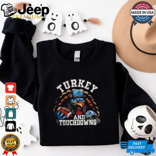 Detroit Lions Happy Thanksgiving Turkey And Touchdowns Shirt