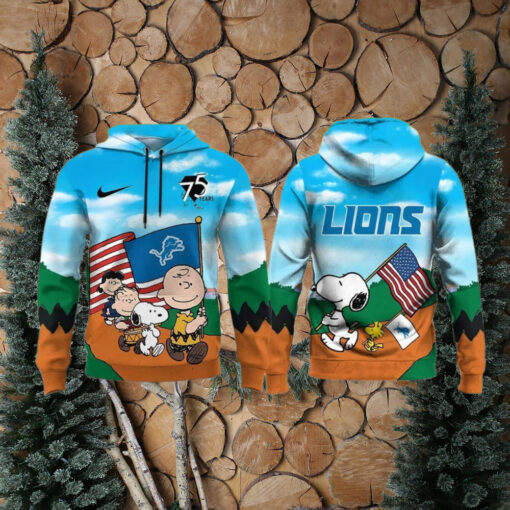Detroit Lions NFL This Is America Snoopy Peanuts 75th Anniversary Hoodie