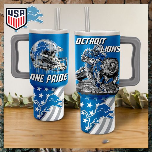 Detroit Lions One Pride Wavy Pattern Tumbler With Handle