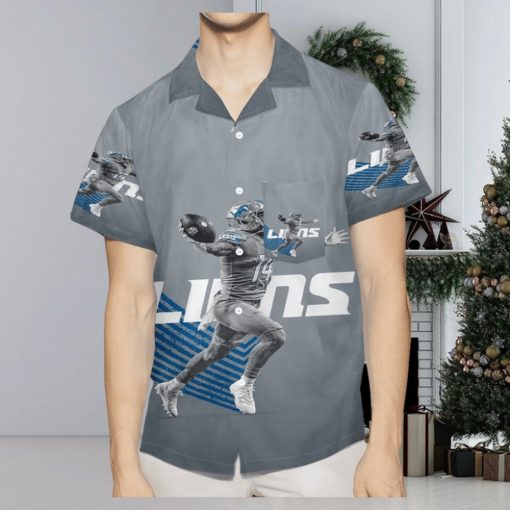 Detroit Lions Player 14 3D All Over Print Summer Beach Hawaiian Shirt with Pocket