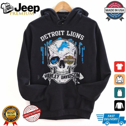 Detroit Lions Skull Logo harley davidson retro shirt