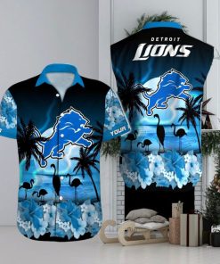 Detroit Lions Tropical Outfit Custom Name Beach Shirt Nlf Hawaiian Shirt