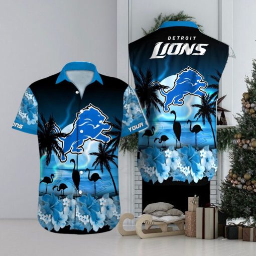 Detroit Lions Tropical Outfit Custom Name Beach Shirt Nlf Hawaiian Shirt