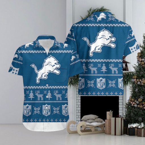 Detroit Lions Ugly Sweatshirt Christmas 3D Beach Set Hawaiian Shirt