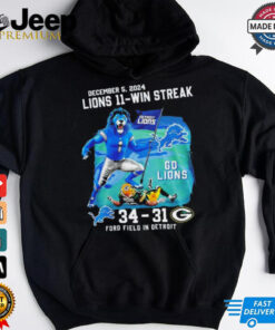 Detroit Lions ford field in Detroit victory 11 wins streak mascot shirt