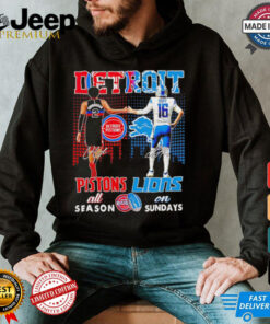 Detroit Pistons all season x Detroit Lions on Sundays skyline shirt