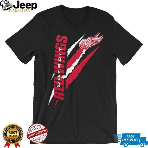 Detroit Red Wings Starter Black Color Scratch T Shirt