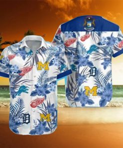 Detroit Tigers Hawaiian Shirt Red Wings Lions Wolverines Detroit Tigers Gift