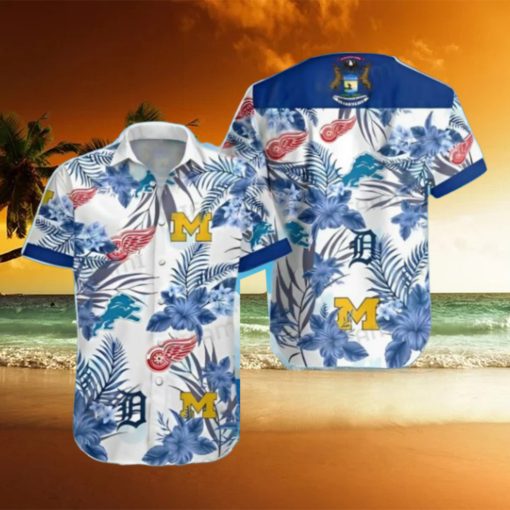 Detroit Tigers Hawaiian Shirt Red Wings Lions Wolverines Detroit Tigers Gift