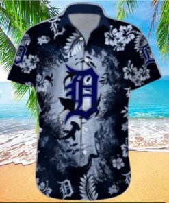 Detroit Tigers Hawaiian Shirt with Ocean Graphics