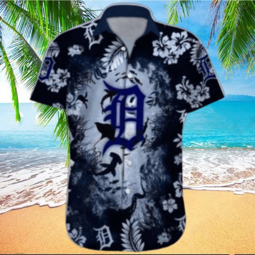 Detroit Tigers Hawaiian Shirt with Ocean Graphics