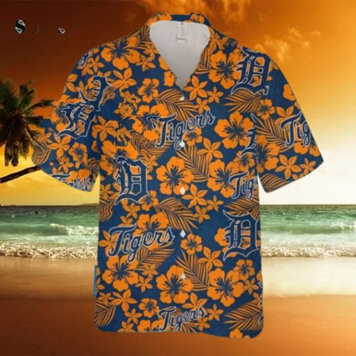 Detroit Tigers Hibiscus Seamless Pattern 3D All Over Print Hawaiian Shirt Gift