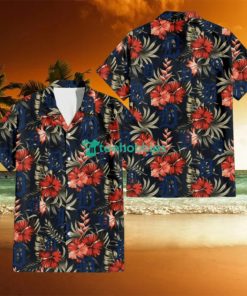 Detroit Tigers Red Hibiscus Green Leaf Dark Background 3D Hawaiian Shirt Gift For Fans