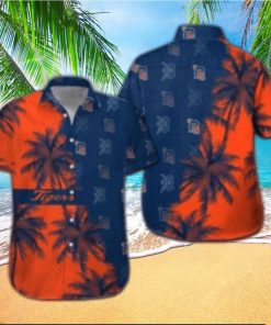 Detroit Tigers Sunset Palms Split Design Hawaiian Shirt