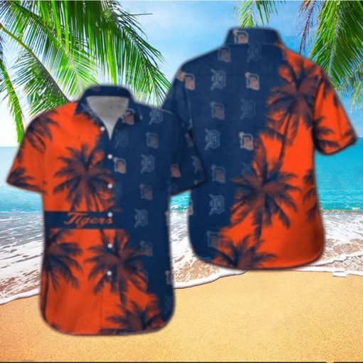 Detroit Tigers Sunset Palms Split Design Hawaiian Shirt