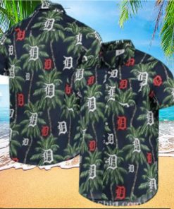 Detroit Tigers Tropical Palm Night Aloha Shirt