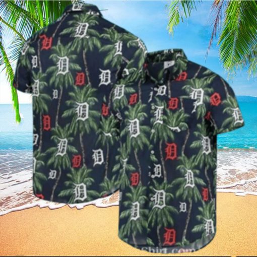 Detroit Tigers Tropical Palm Night Aloha Shirt