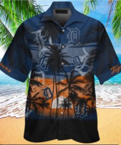 Detroit Tigers Tropical Palms Silhouetted Aloha Shirt