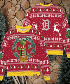 Detroit Tigers x Grinch Dr. Seuss How the Grinch Stole Christmas MLB with World Series Trophy Ugly Christmas Sweater Red