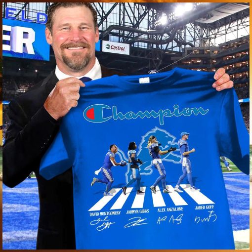 Detroit lions champions team abbey road david montgomery and jahmyr gibbs and lex anzalone and jared goff shirt