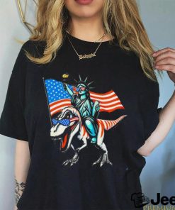 Dino Statue Of Liberty 4th Of July American Flag Shirt