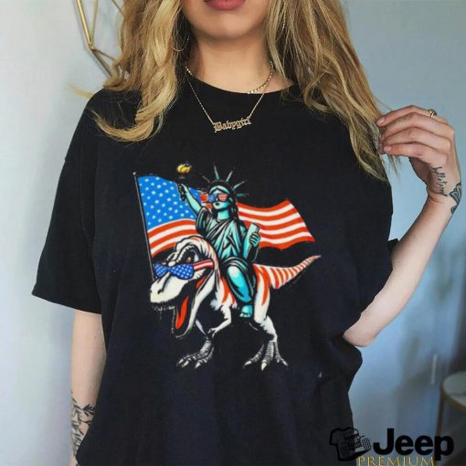 Dino Statue Of Liberty 4th Of July American Flag Shirt