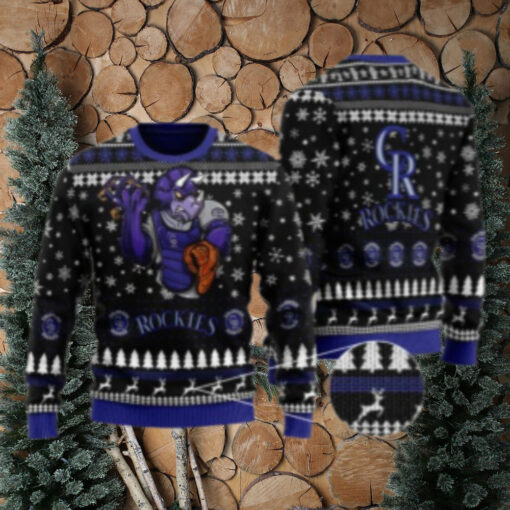 Dinosaur Catcher Colorado Rockies Ugly Christmas Sweater