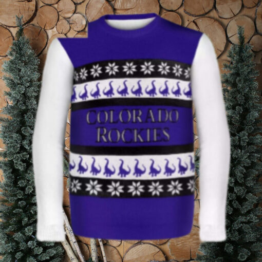 Dinosaur Pattern Colorado Rockies Ugly Christmas Sweater