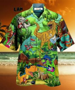 Dinosaur Play Guitar Like A Star Hawaiian Shirt