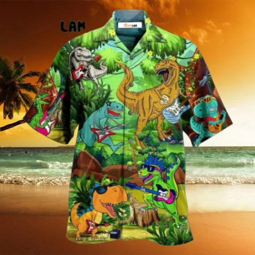 Dinosaur Play Guitar Like A Star Hawaiian Shirt