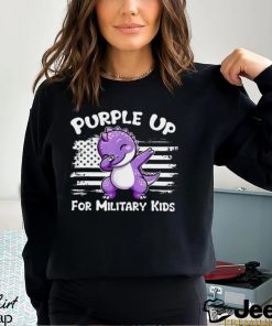 Dinosaur purple up for military kids USA flag shirt