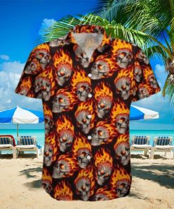Discover Cool Fire Skull Pattern Aloha Hawaiian Shirt For Men Women