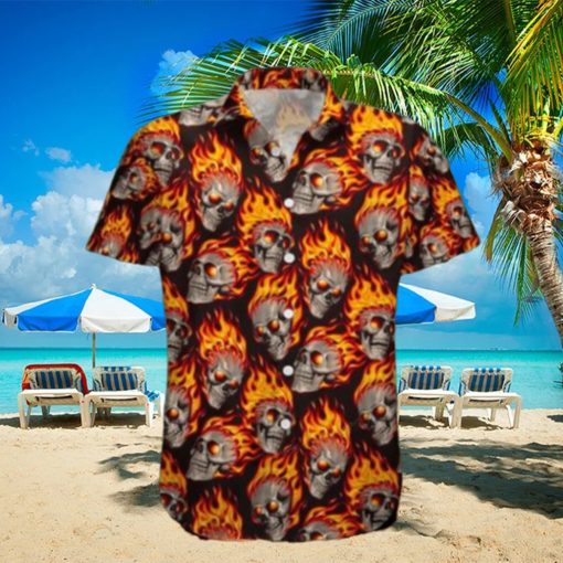 Discover Cool Fire Skull Pattern Aloha Hawaiian Shirt For Men Women