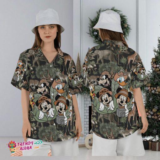 Disney Animal Kingdom Mickey Safari Adventure Tropical Aloha Shirt