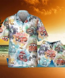 Disney Car Lightning Mcqueen Watercolor Seamless Hawaiian Shirt