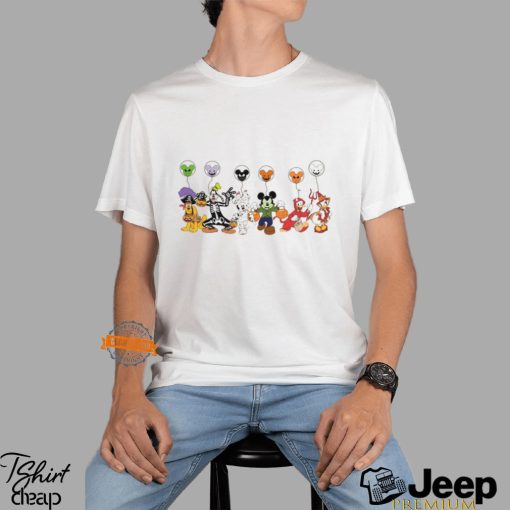 Disney Halloween Shirt, Halloween Matching Shirt, Disney Mickey and Friends Characters Halloween Balloons Tee, Disney Halloween Skeleton Tee