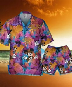 Disney Mickey Indiana Jones Colorful Summer Tropical Hawaii Shirt