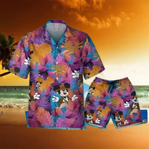 Disney Mickey Indiana Jones Colorful Summer Tropical Hawaii Shirt