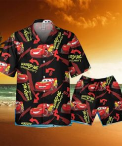 Disney Pixar Cars Lightning McQueen Black And Red Hawaiian Shirt