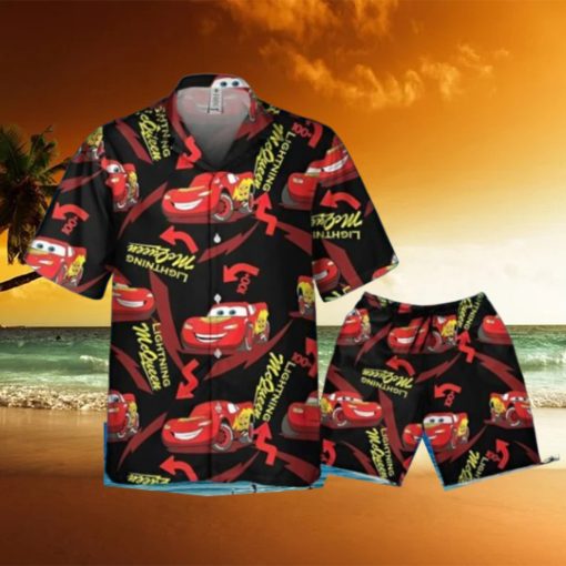 Disney Pixar Cars Lightning McQueen Black And Red Hawaiian Shirt