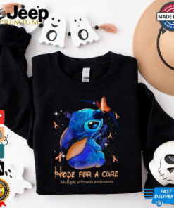 Disney Stitch With Butterfly Hope For A Cure Multiple Sclerosis Awareness T Shirt