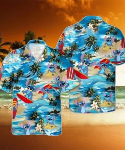 Disneyy Palm Tree Stitch Surfing Beach Hawaiian Shirt Unique Gift