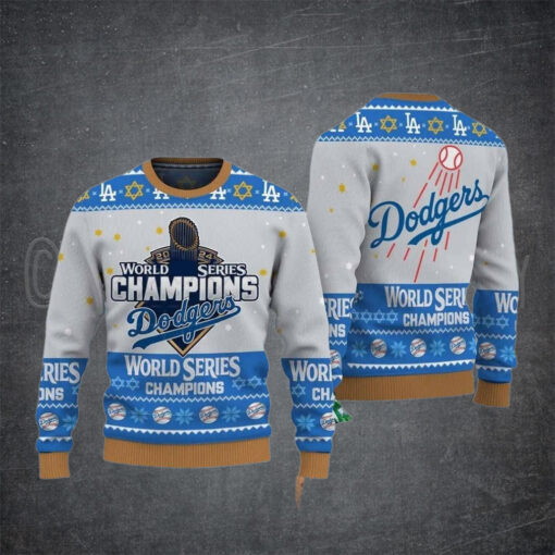 Dodgers 2024 World Series Champions Ugly Christmas Sweater