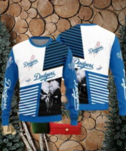 Dodgers Black And White Baseball Skull Ugly Sweater