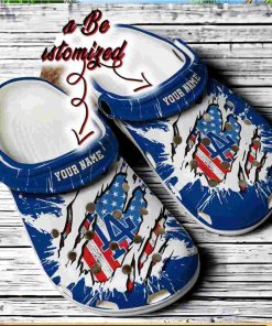 Dodgers Crocs Personalized LA Dodgers Baseball Ripped American Flag Clog Shoes Gift