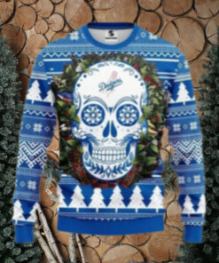 Dodgers Day Of The Dead Skull Ugly Christmas Sweater