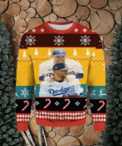 Dodgers Duo Fun Ugly Christmas Sweater – Red And Yellow Design