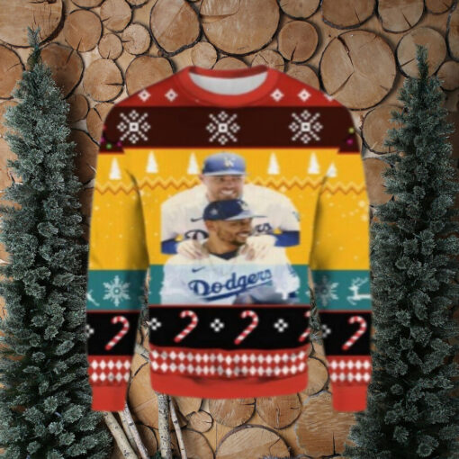 Dodgers Duo Fun Ugly Christmas Sweater – Red And Yellow Design