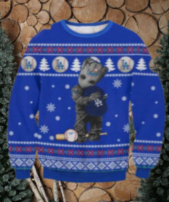 Dodgers Groot Hugging Baseball Christmas Ugly Sweater