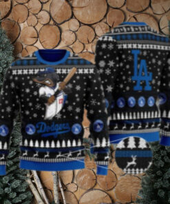 Dodgers Mascot Black Snowflake Ugly Christmas Sweater